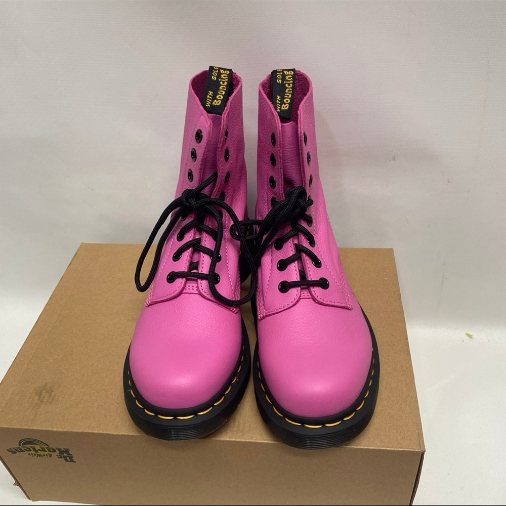 Dr. Martens Pink Leather Combat Boots